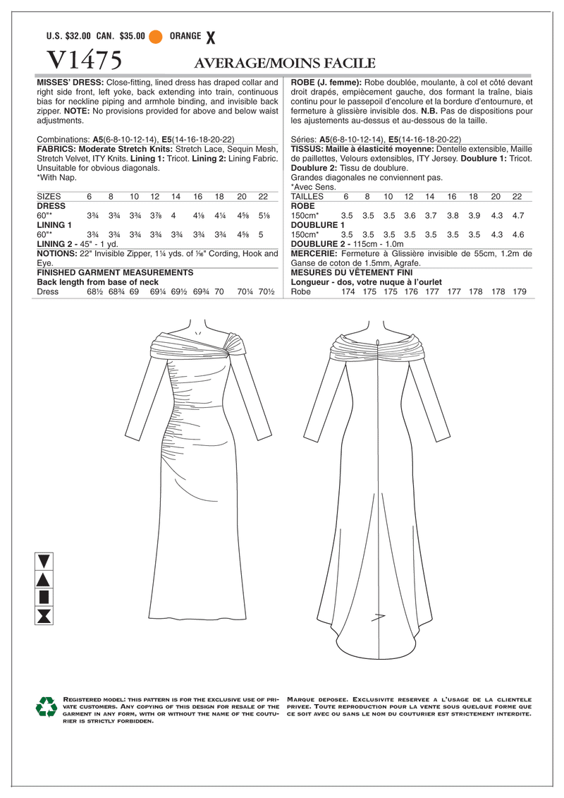 V1475 Misses' Dress