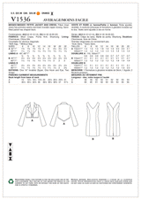 V1536 Misses'/Misses' Petite Cropped Jacket and V-Neck, Princess Seam Dress (size: 14-16-18-20-22)