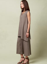 V1550 Misses' Pullover Tunic with Uneven Hem and Wide-Leg Pants (size: 14-16-18-20-22)