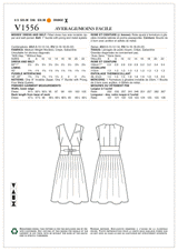 V1556 Misses' Sleeveless Surplice and Pleated Dress with Wide Belt (size: 6-8-10-12-14)