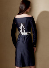 V1559 Misses' Off-The-Shoulder Shirtdress with Pockets (size: 14-16-18-20-22)