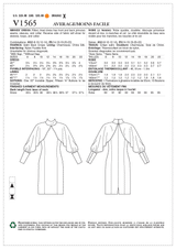 V1565 Misses' High Neck Dress with Full Sleeves (size: 6-8-10-12-14)