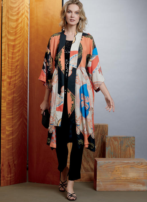 V1610 Kimono et ceinture pour Jeune Femme (grandeur: A-B-C-D-E-F-G-H-I-J)