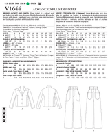 V1644 Misses' Jacket and Pants (size: 14-16-18-20-22)