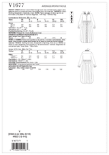 V1677 Misses' Dress (size: L-XL-XXL)