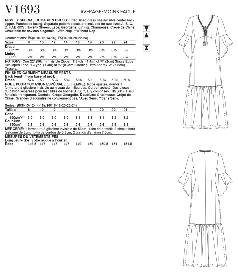 V1693 Misses' Special Occasion Dress (size: 16-18-20-22-24)