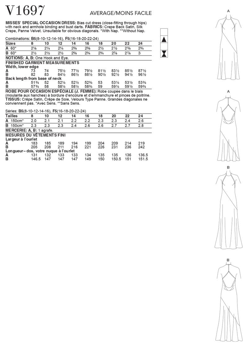 V1697 Misses' Special Occasion Dress (size: 8-10-12-14-16)