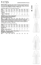 V1725 Misses' Dress (size: 16-18-20-22-24)