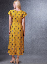 V1734 Misses' Wrap Dresses with Ties, Sleeve and Length Variations (size: 8-10-12-14-16)