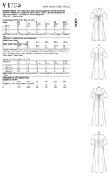 V1735 Misses' Deep-V Kimono-Style Dresses with Self-Tie