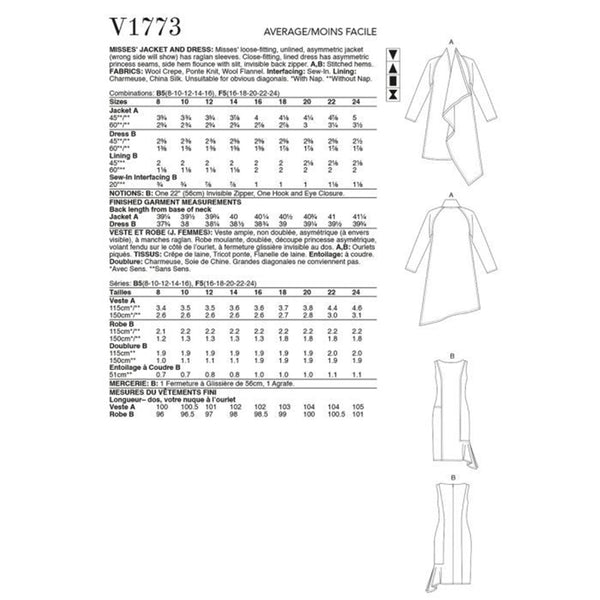 V1773 Misses' Jacket & Dress