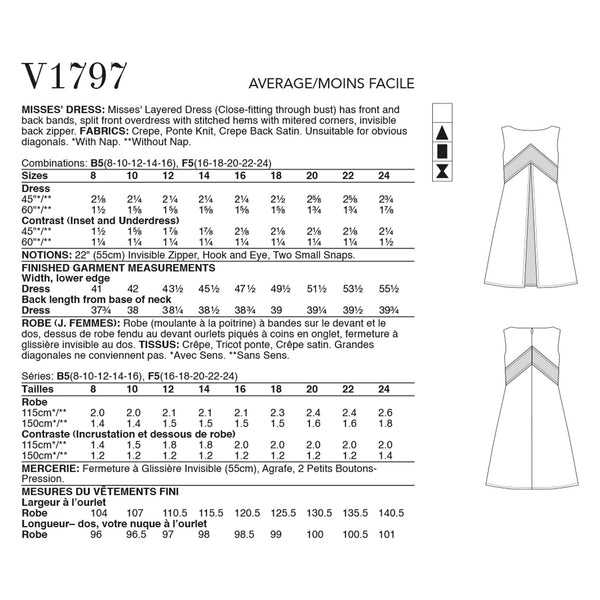 V1797 Misses' Dress Tom and Linda Platt (16-18-20-22-24)