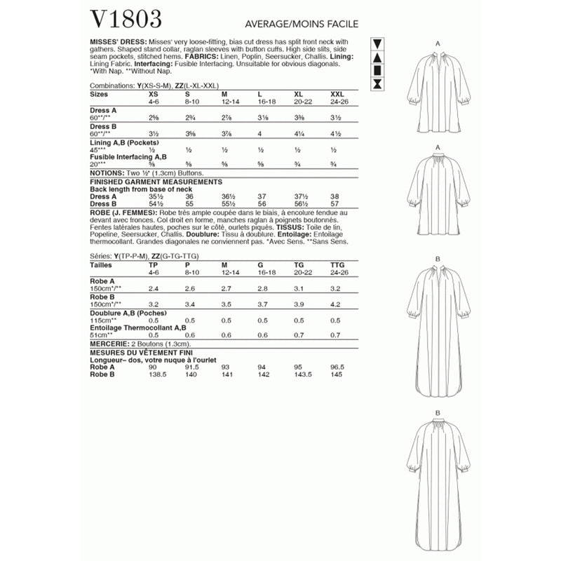 V1803 Misses' Dresses (L-XL-XXL)