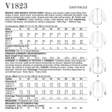 V1823 Dames et Petite chemise pour dames (16-18-20-22-24)