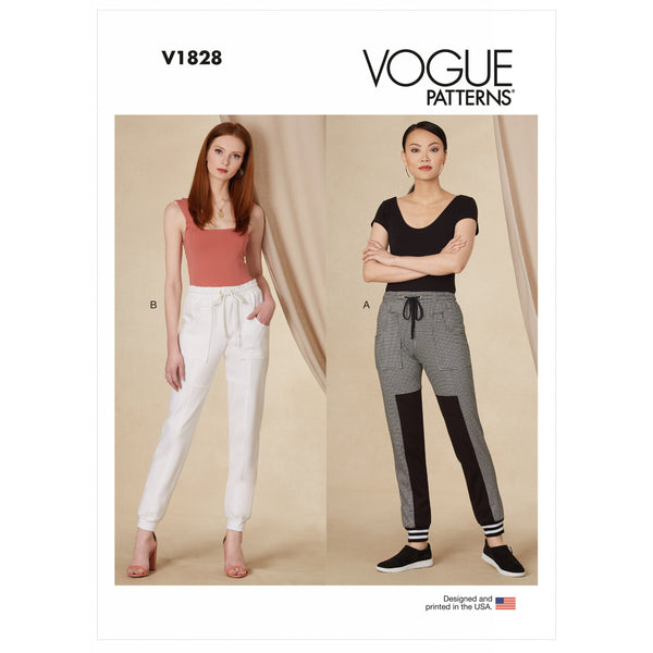 V1828 Misses' and Misses' Petite Track Trousers