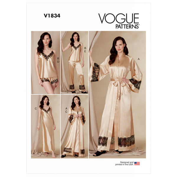 V1834 Misses' and Misses' Petite Robe, Belt, Camisole, Slip, Shorts and Trousers