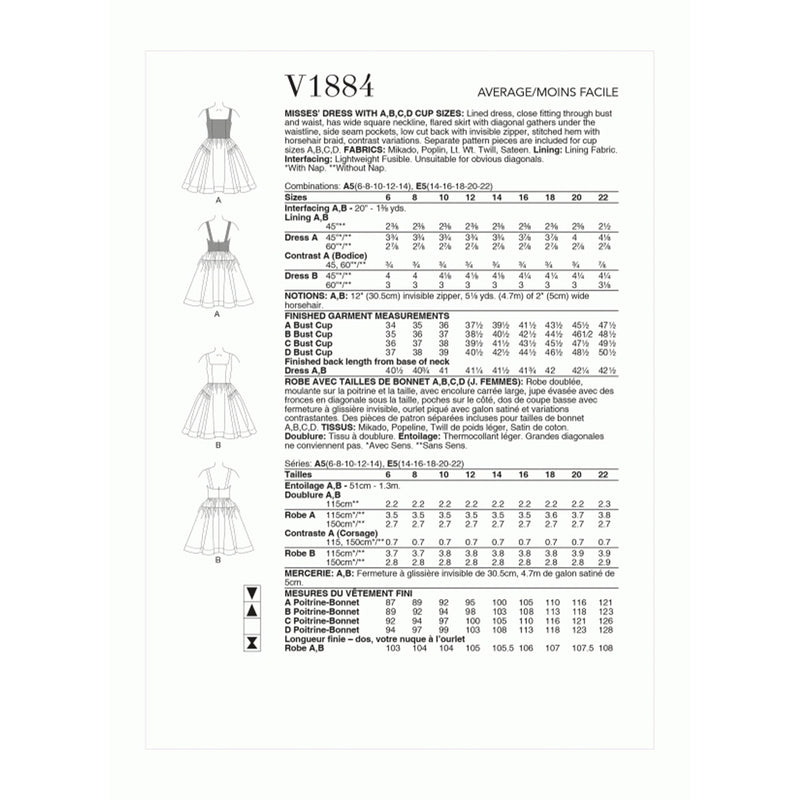 V1884 Misses' Dress (16-18-20-22)