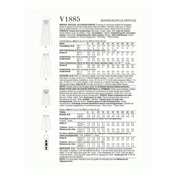 V1885 Misses' Vintage Special Occasion Dress (16-18-20-22-24)