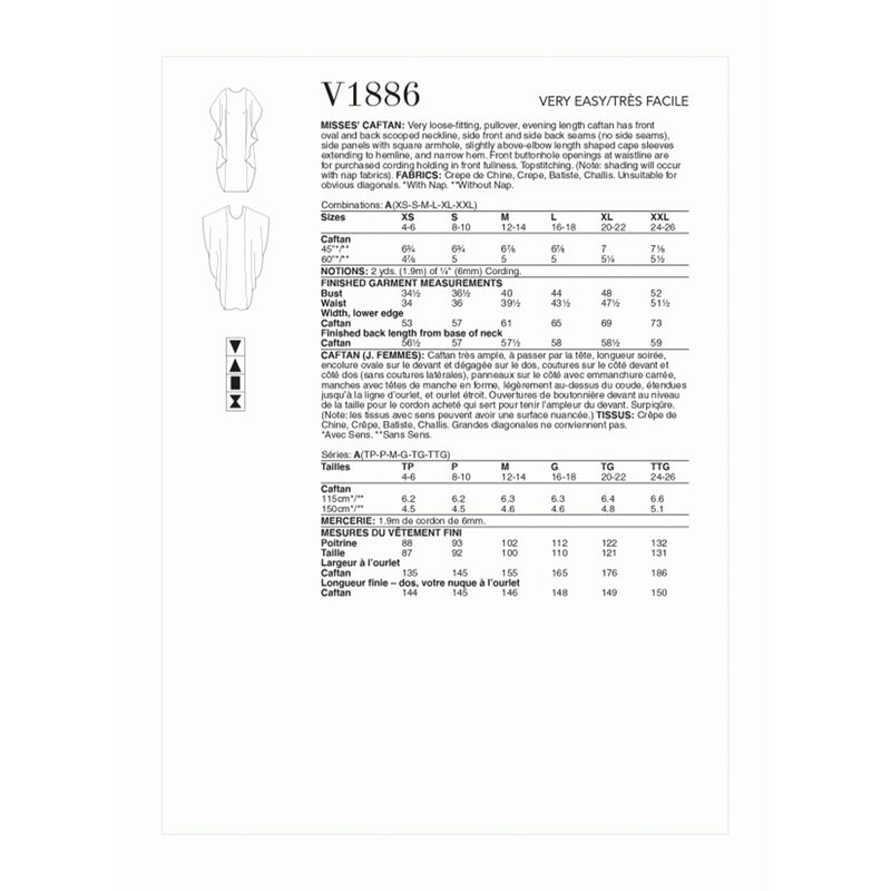 V1886 Caftan vintage pour femme (TP-P-M-G-TG)