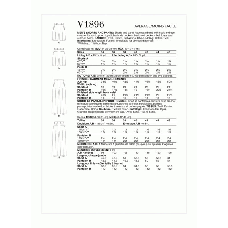 V1896 Men's Shorts and Trousers (34-36-38-40)