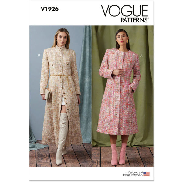 V1926 Misses' Coat in Two Lengths with Collar Variations (18-20-22-24-26)