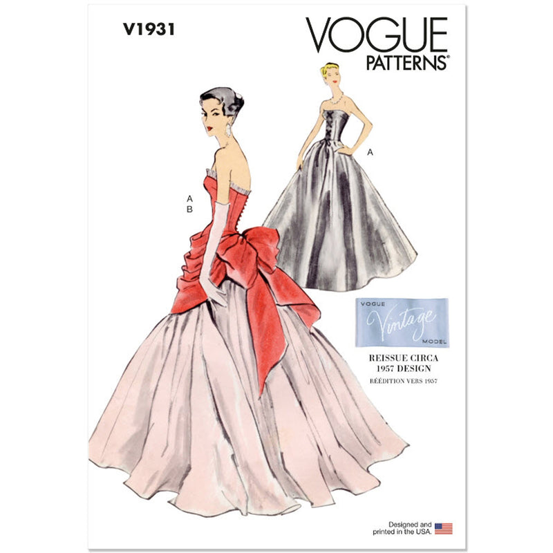 V1931 Robe vintage pour femme et corsage (16-18-20-22-24)