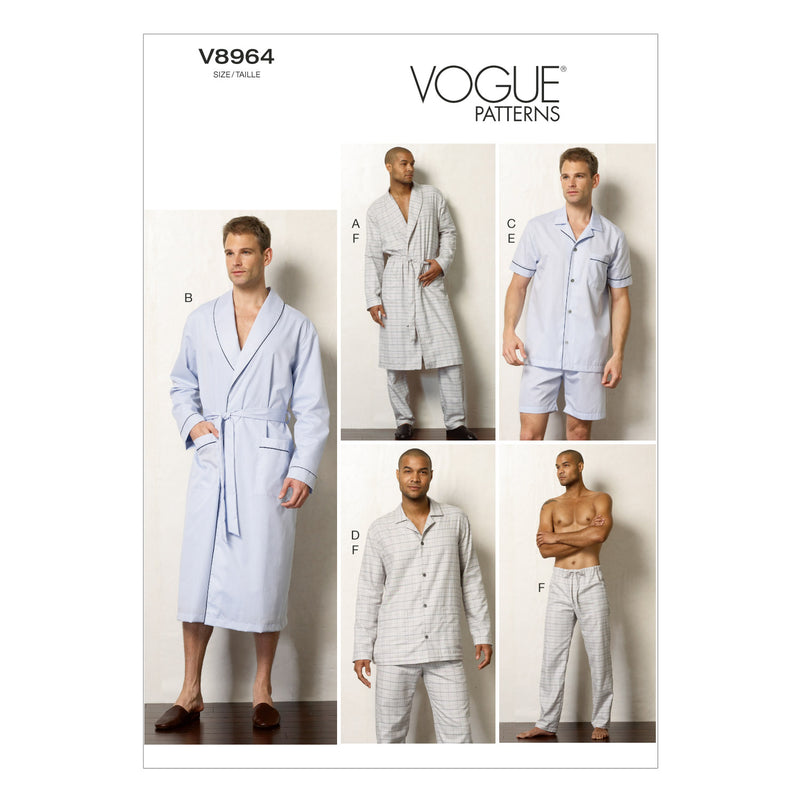 V8964 Men's Robe, Top, Shorts and Pants - Mens