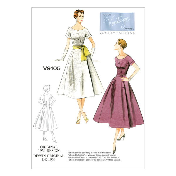 V9105 - Misses' Dress and Sash