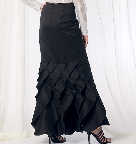 V9173 Misses' Floor-Length Tiered Skirts (size: 6-8-10-12-14)