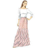 V9173 Misses' Floor-Length Tiered Skirts (size: 6-8-10-12-14)