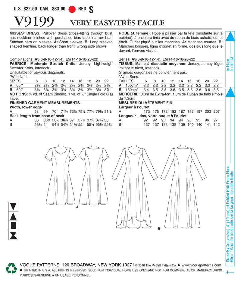 V9199 Misses' Knit Fit and Flare Dresses