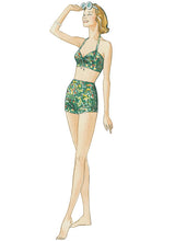 V9255 Misses' Lined Halter Bra and Shorts, and Square-Neck Coverup with Pockets