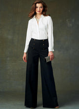 V9282 Misses' High-Waisted Pants with Button Detail (size: All Sizes in One Envelope)
