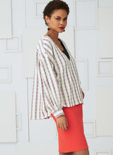V9286 Misses' Tops, Straight Skirt, and Pants (size: L-XL-XXL)