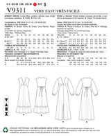 V9311 Robe pour Jeune Femme (grandeur: 6-8-10-12-14-16-18-20-22)