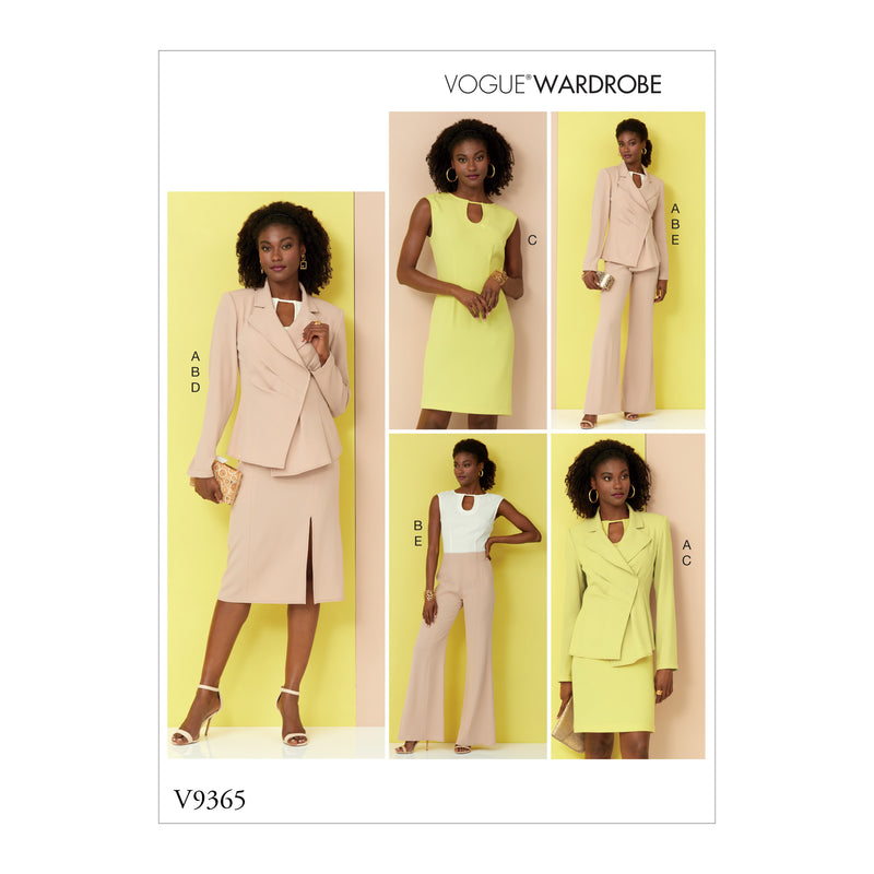 V9365 Misses' Jacket, Top, Dress, Skirt and Pants (size: 14-16-18-20-22)