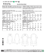 V9376 Misses' Tunic and Dress (size: XSM-SML-MED)