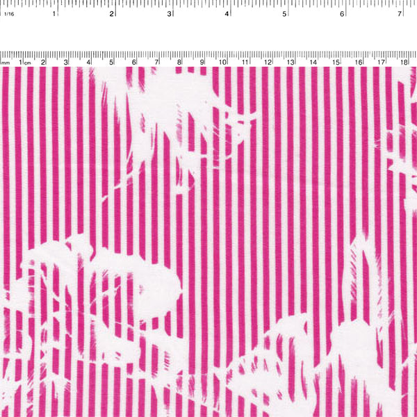 AUDREY - Soie de polyester coordonnée - Rayures / Fleuris - Rose