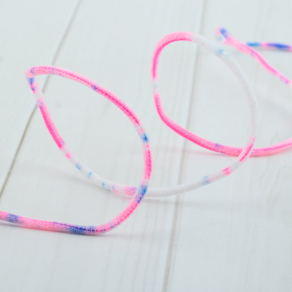 3mm Knitted Tie Dye Elastic - Pink / Blue