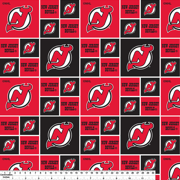 New Jersey Devils - NHL Cotton Print - Squares