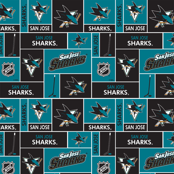 Sharks de San Jose - Coton imprimé LNH - Collage