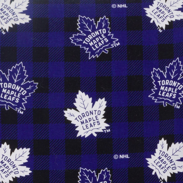 Maple Leafs de Toronto - Coton imprimé LNH - Carreaux - Bleu