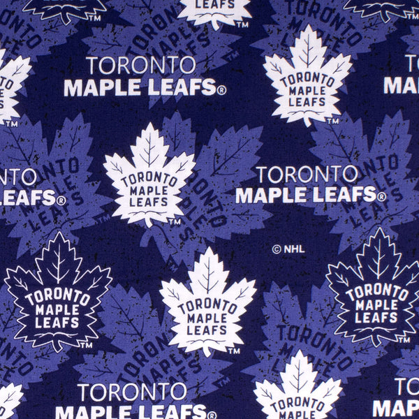 Maple leafs de Toronto - Coton imprimé LNH - Logo - Bleu
