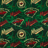 Wild du Minnesota - Coton imprimé LNH - Logo - Vert