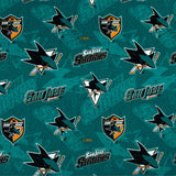 Sharks de San Jose - Coton imprimé LNH - Logo - Vert