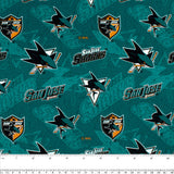 Sharks de San Jose - Coton imprimé LNH - Logo - Vert