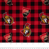 Senators d'Ottawa - Coton imprimé LNH - Carreaux - Rouge