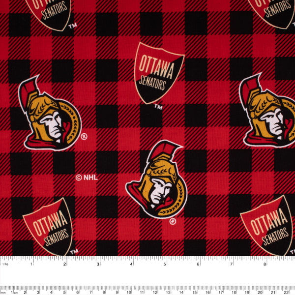 Senators d'Ottawa - Coton imprimé LNH - Carreaux - Rouge