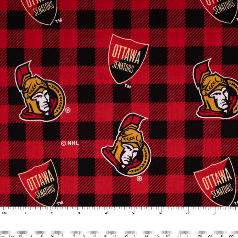 Senators d'Ottawa - Coton imprimé LNH - Carreaux - Rouge