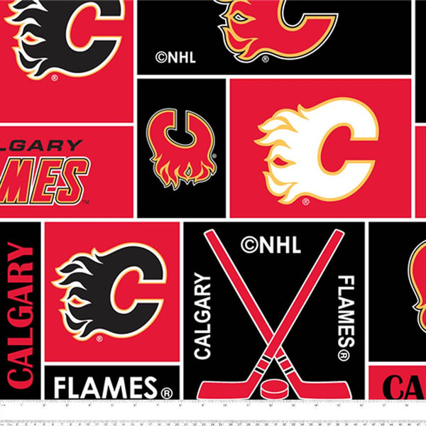 Calgary Flames - NHL Fleece Print - Squares
